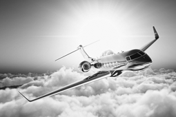 business jet in the sky